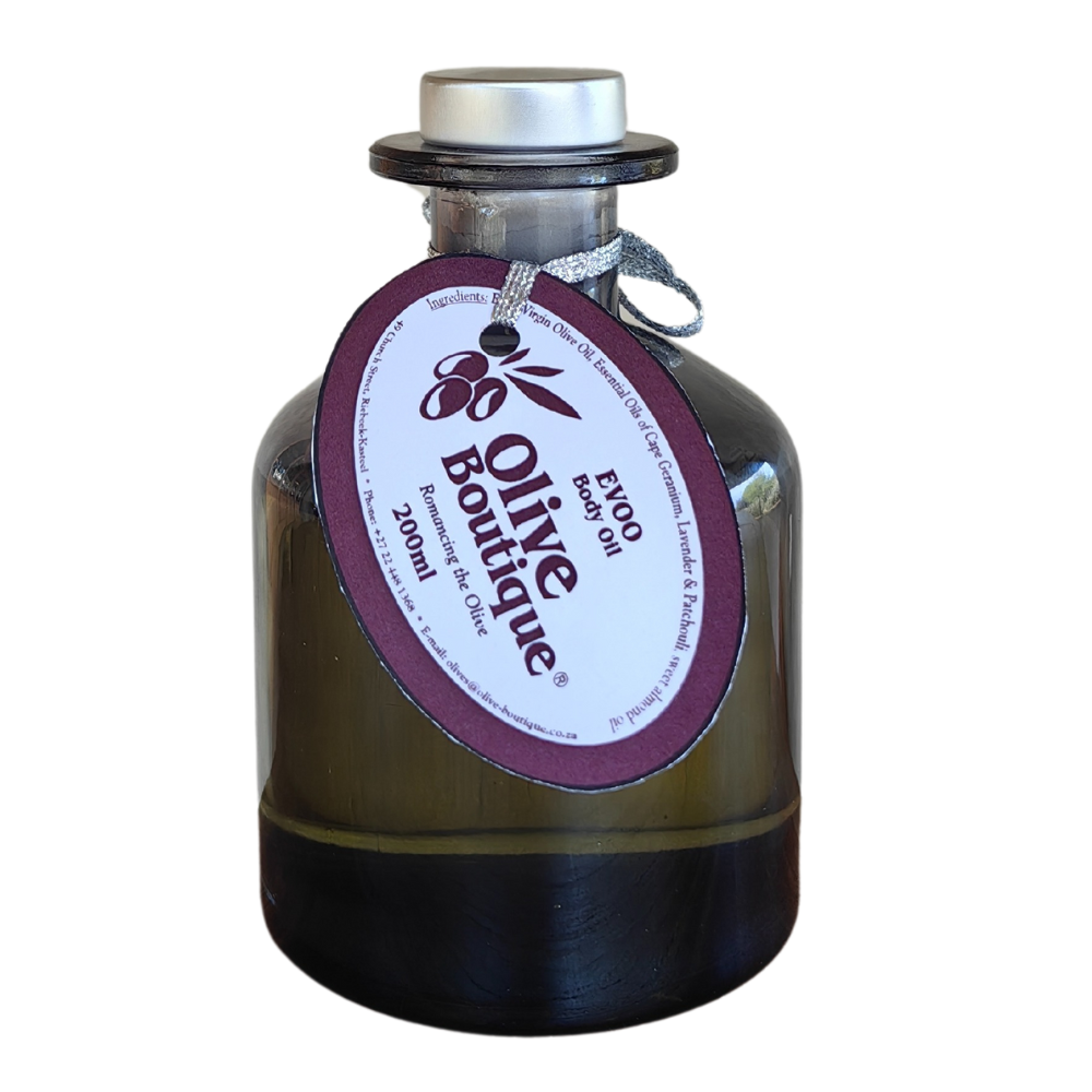 200 ml EVOO Body Oil in Glass Bottle