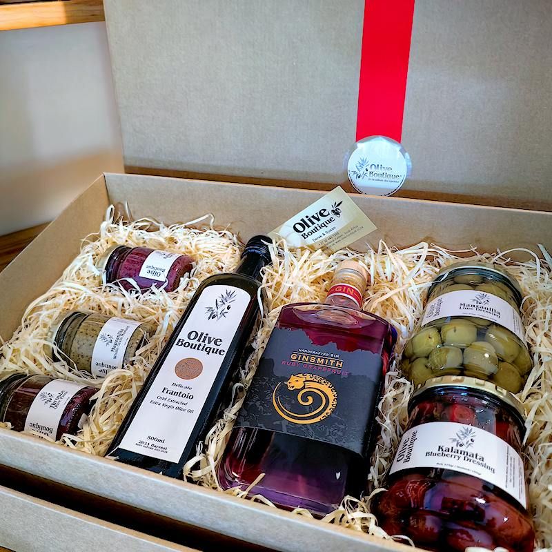 Ginsmith Gin, Olive Oil, and Olives