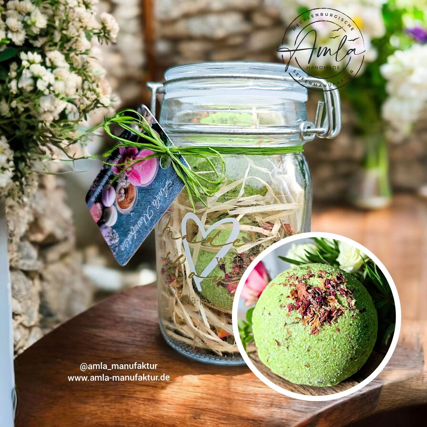 2 Badekugeln Melisse & Salbei im Glas