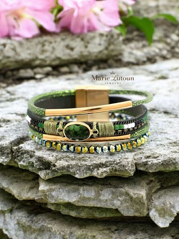 Kristall Armband grün im Wickelstyle Kristall Armband grün im Wickelstyle
