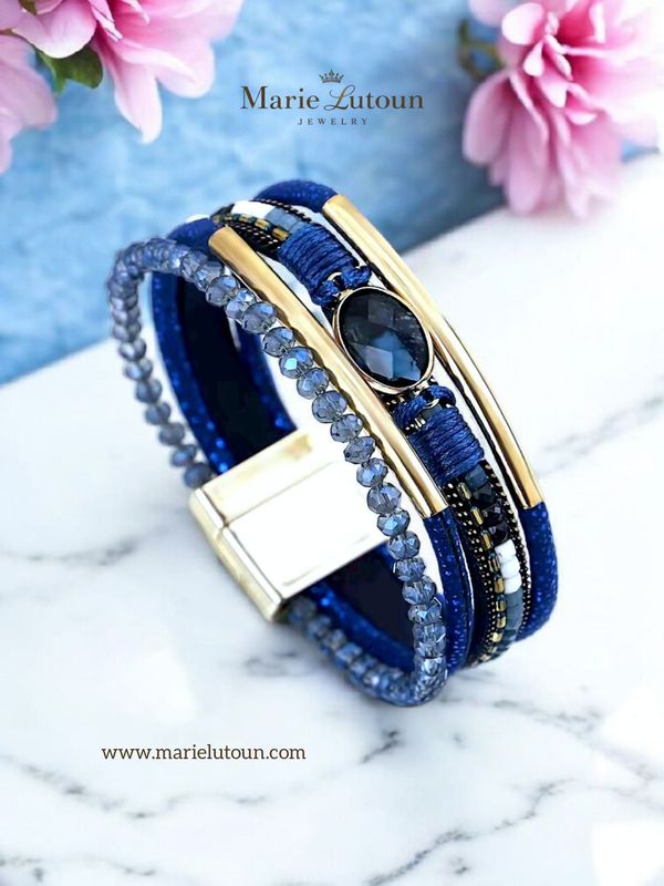 Kristall Armband blau im Wickelstyle Kristall Armband blau im Wickelstyle