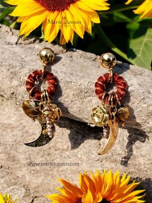 Damen Ohrringe Damen Ohrringe "Herbst Mond" aus Edelstahl PVD vergoldet