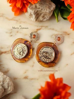 Damen Ohrringe Damen Ohrringe "RA Resin" Edelstahl PVD vergoldet