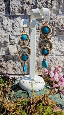 Soutache Ohrringe türkis Tropfen