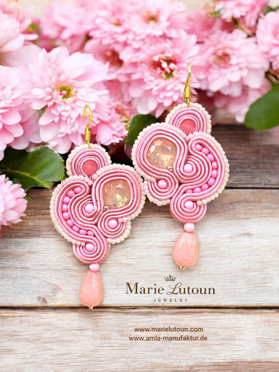 Soutache Ohrringe Rosa Tropfenohrringe