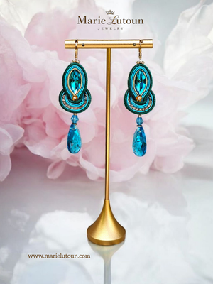 Soutache Ohrringe Petrol Tropfen