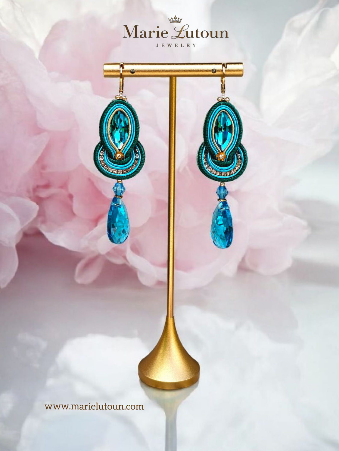 Soutache Ohrringe Petrol Tropfen
