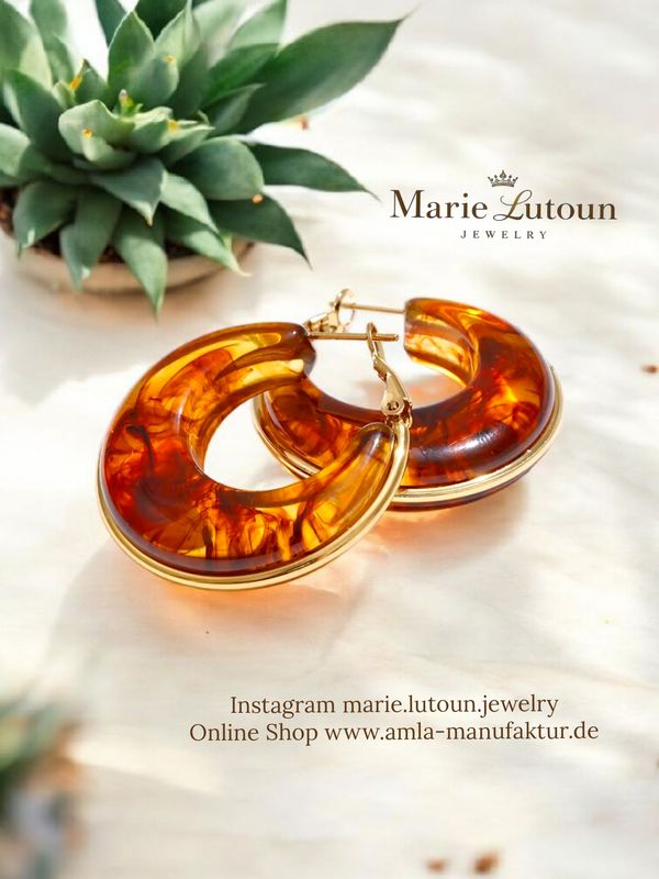 Resin Ohrringe Creolen Amber