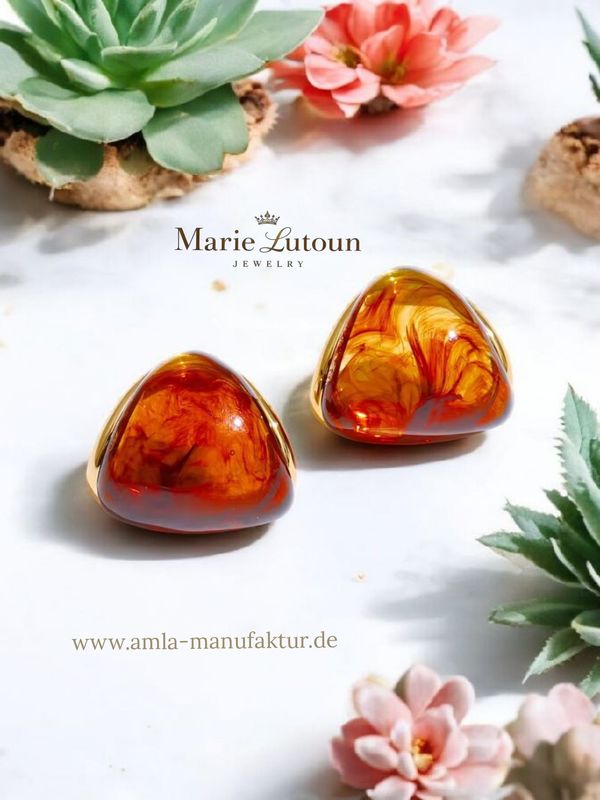 Resin Ohrringe "Dreieck" Amber