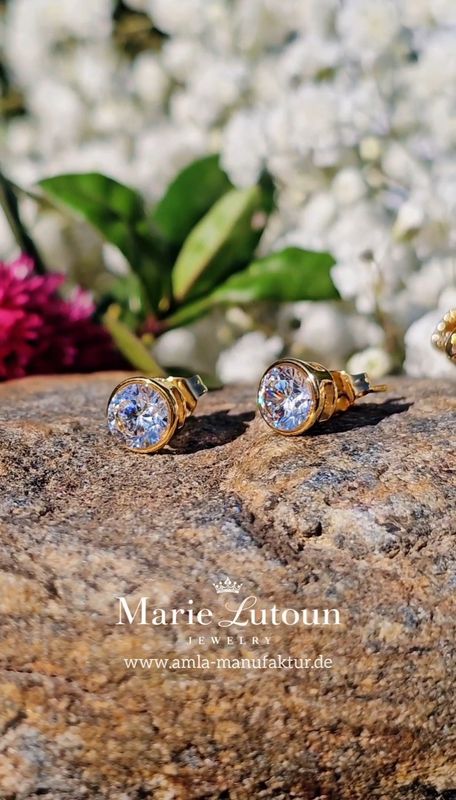 Damen Zirkonia Ohrringe Damen Zirkonia Ohrringe "Ostseegold" 7mm