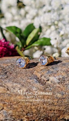 Damen Zirkonia Ohrringe Damen Zirkonia Ohrringe "Ostseegold" 7mm