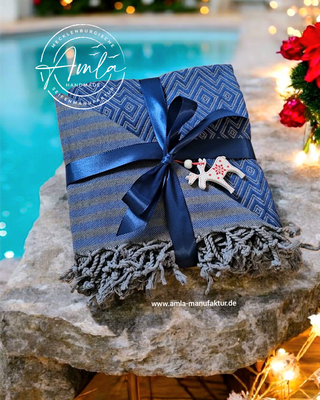 Saunatuch / Hamamtuch Fb. Royalblau Anthrazit