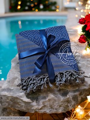 Saunatuch / Hamamtuch Fb. Royalblau Anthrazit