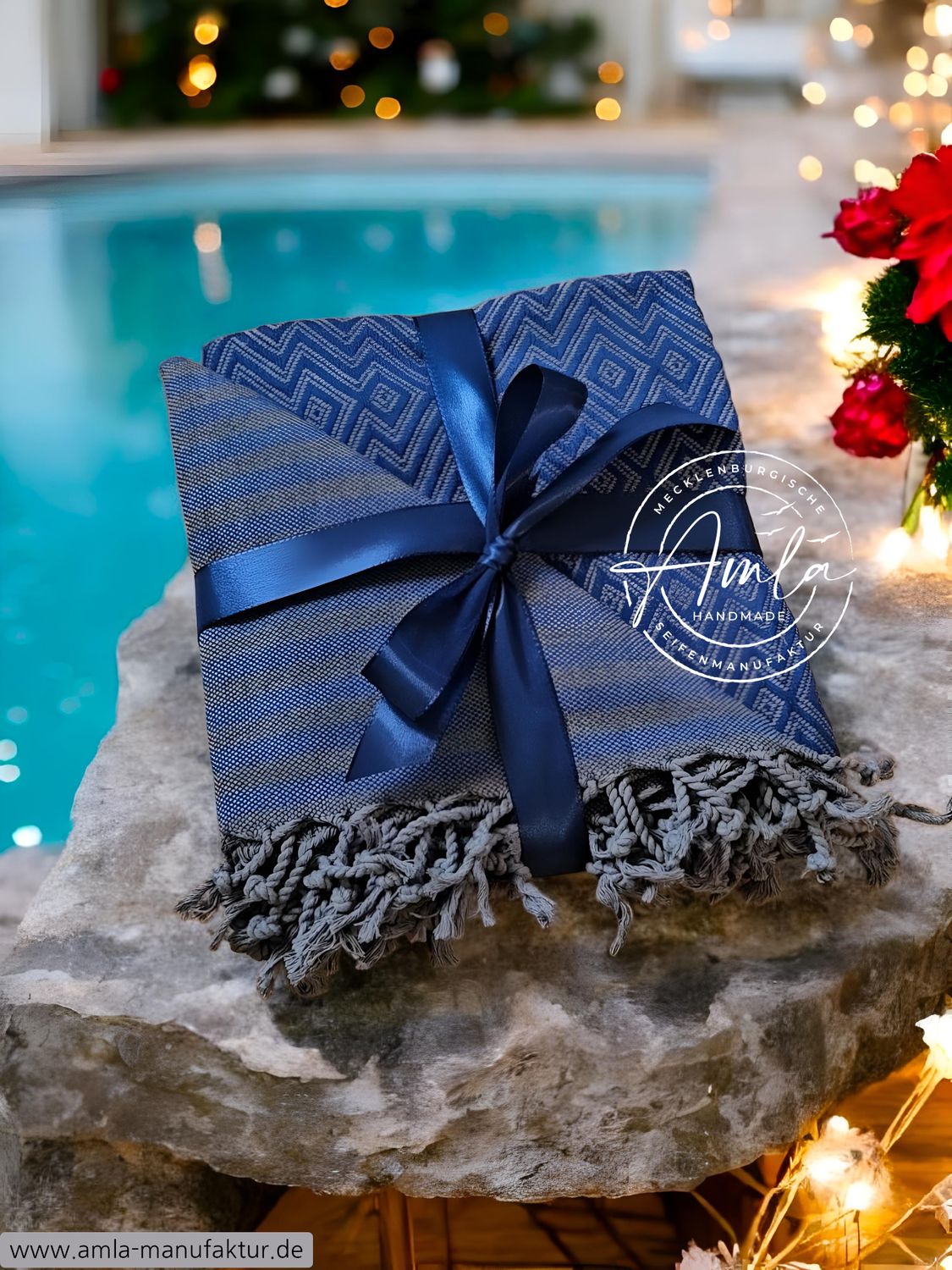 Saunatuch / Hamamtuch Fb. Royalblau Anthrazit