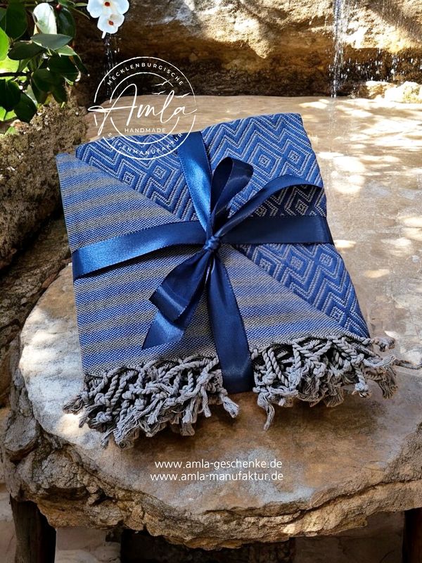 Saunatuch / Hamamtuch Fb. Royalblau Anthrazit