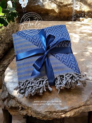 Saunatuch / Hamamtuch Fb. Royalblau Anthrazit