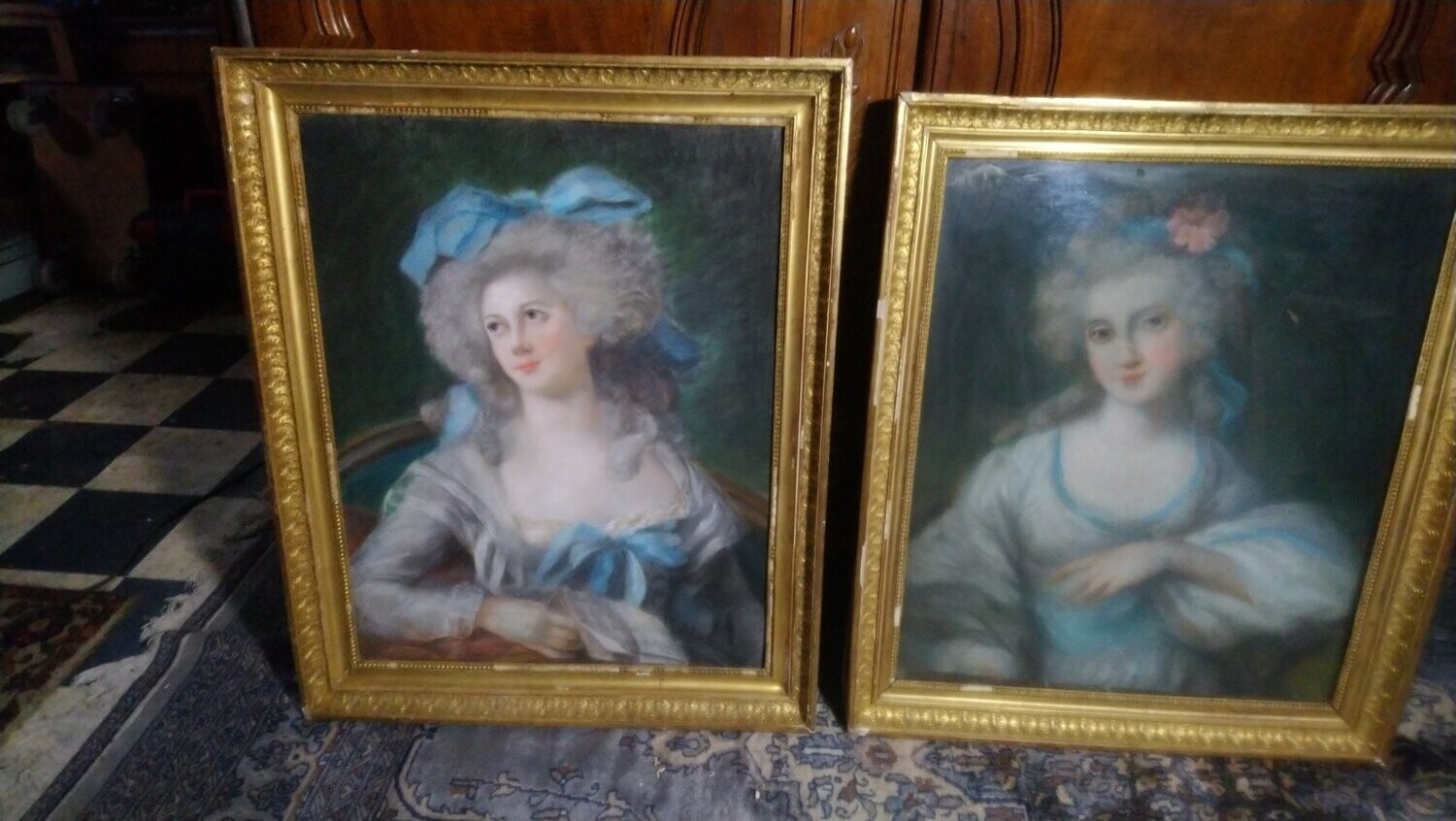 Paire de tableau pastel 19ème siècle