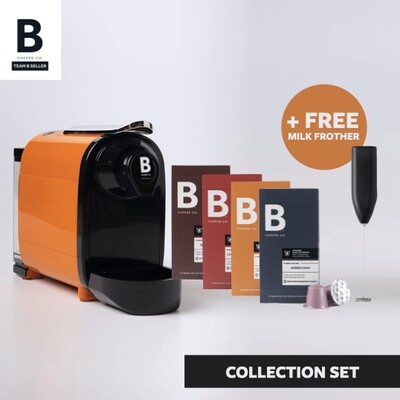 [ORANGE] Collection Set - 1 Freshman Machine + 4 Packs of 10 Capsules each + FREE Milk Frother