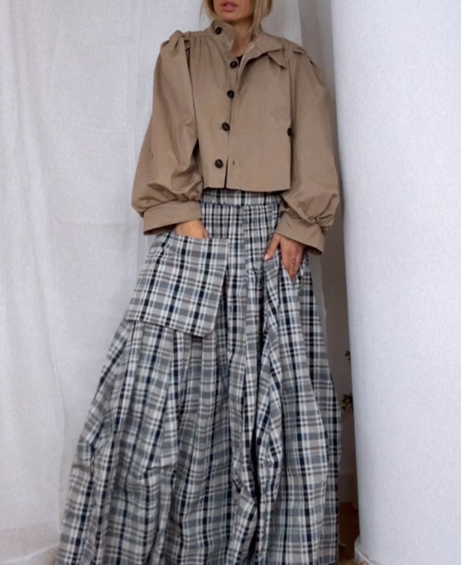 Gabardina Cropped Camel 