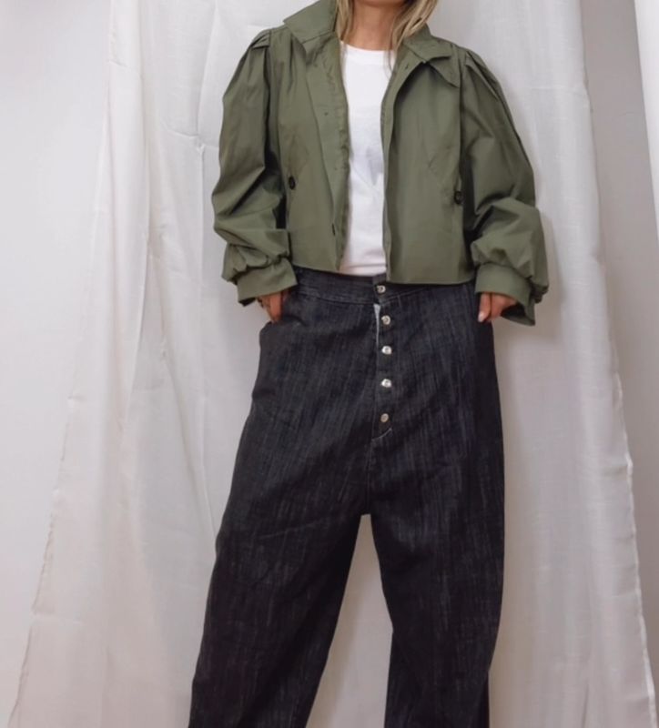 Gabardina Cropped Camel kaki Gabardina Cropped Camel kaki