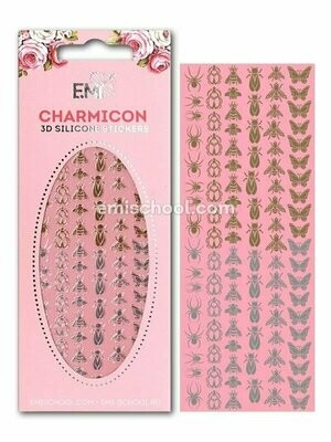 Charmicon 3D Silicone Stickers Insects #2 Gold/Silver