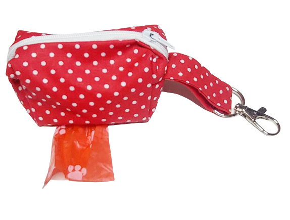 Red Spotty poop bag holder