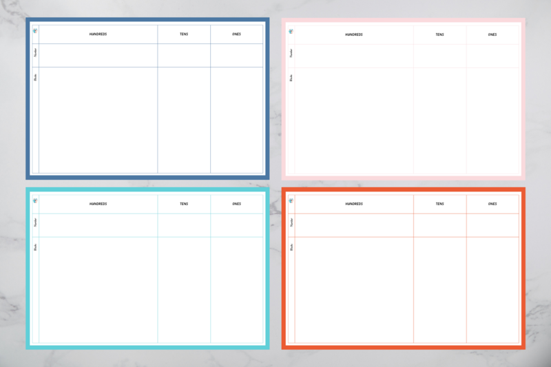 Maths Place Value and number template: Downloadable PDF's