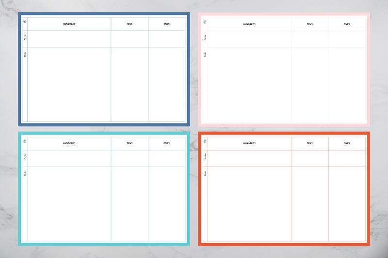 Maths Place Value and number template: Downloadable PDF's