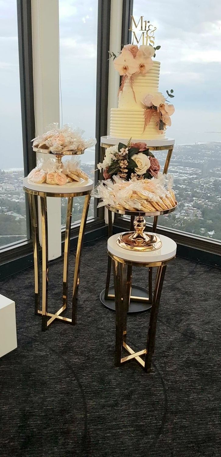 Gold Plinths With White Acrylic Tops