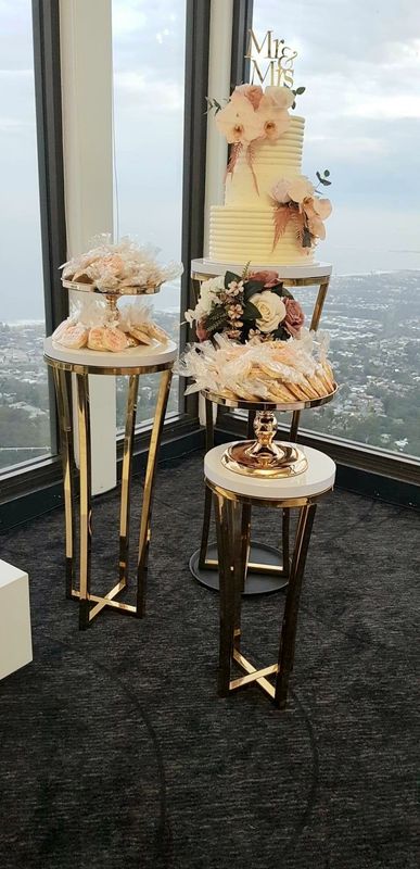 Gold Plinths With White Acrylic Tops