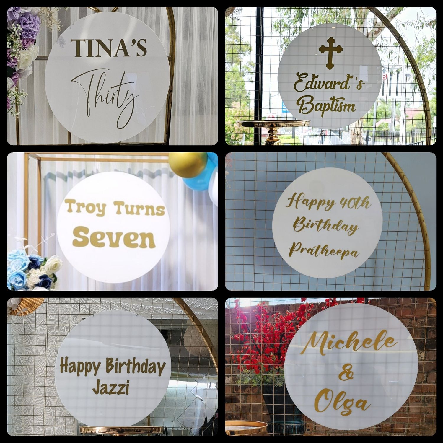 Name Signs - White Round Arcylic Board with Customised Vinyl