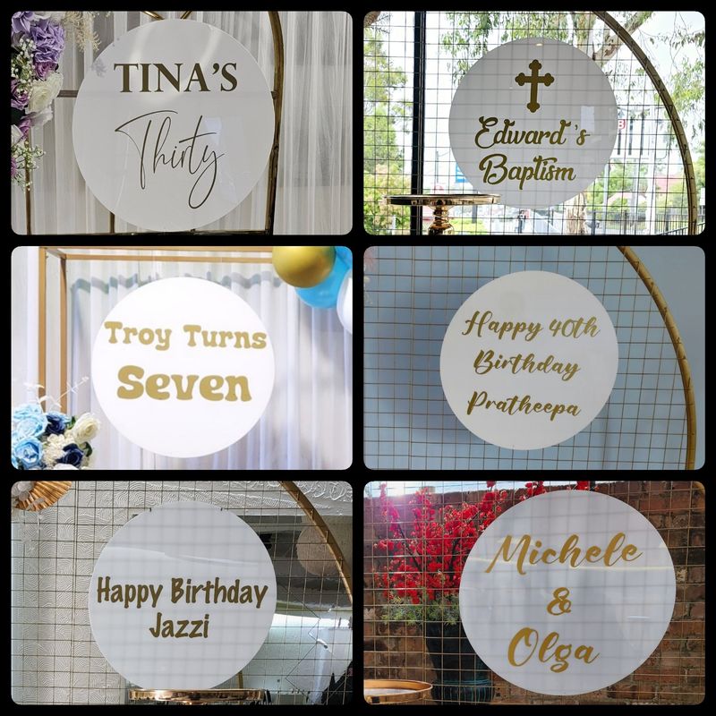 Name Signs - White Round Arcylic Board with Customised Vinyl