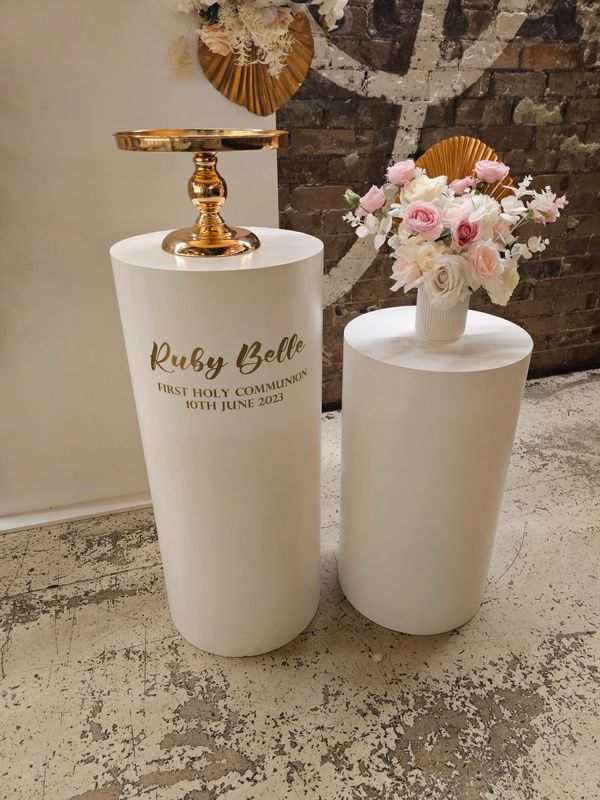 Round Glossy Plinths - White