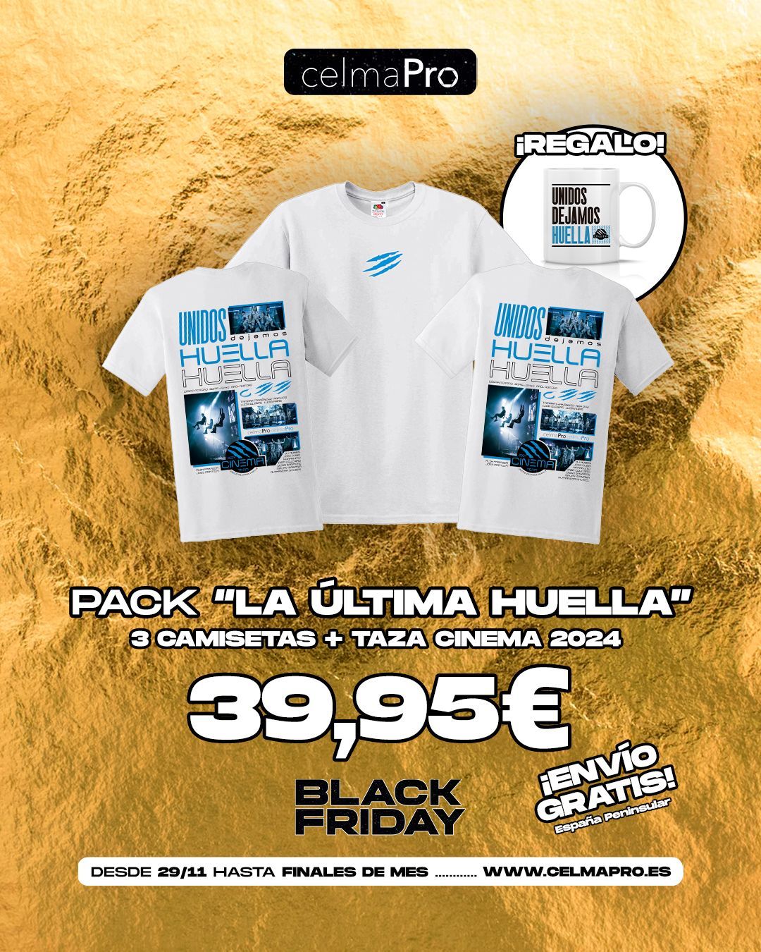 Pack 3 Ud. Camiseta Cinema La Última Huella