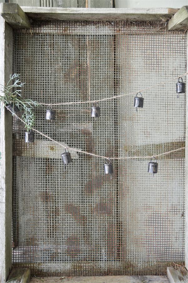 Christmas Bells on String Rustic Metal