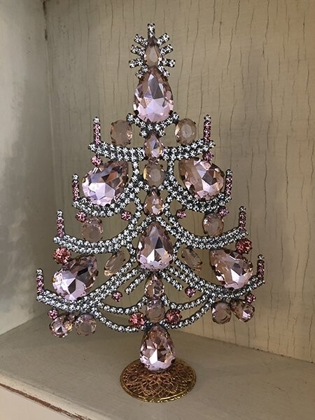 Handmade Glass Christmas Tree Pale Pink