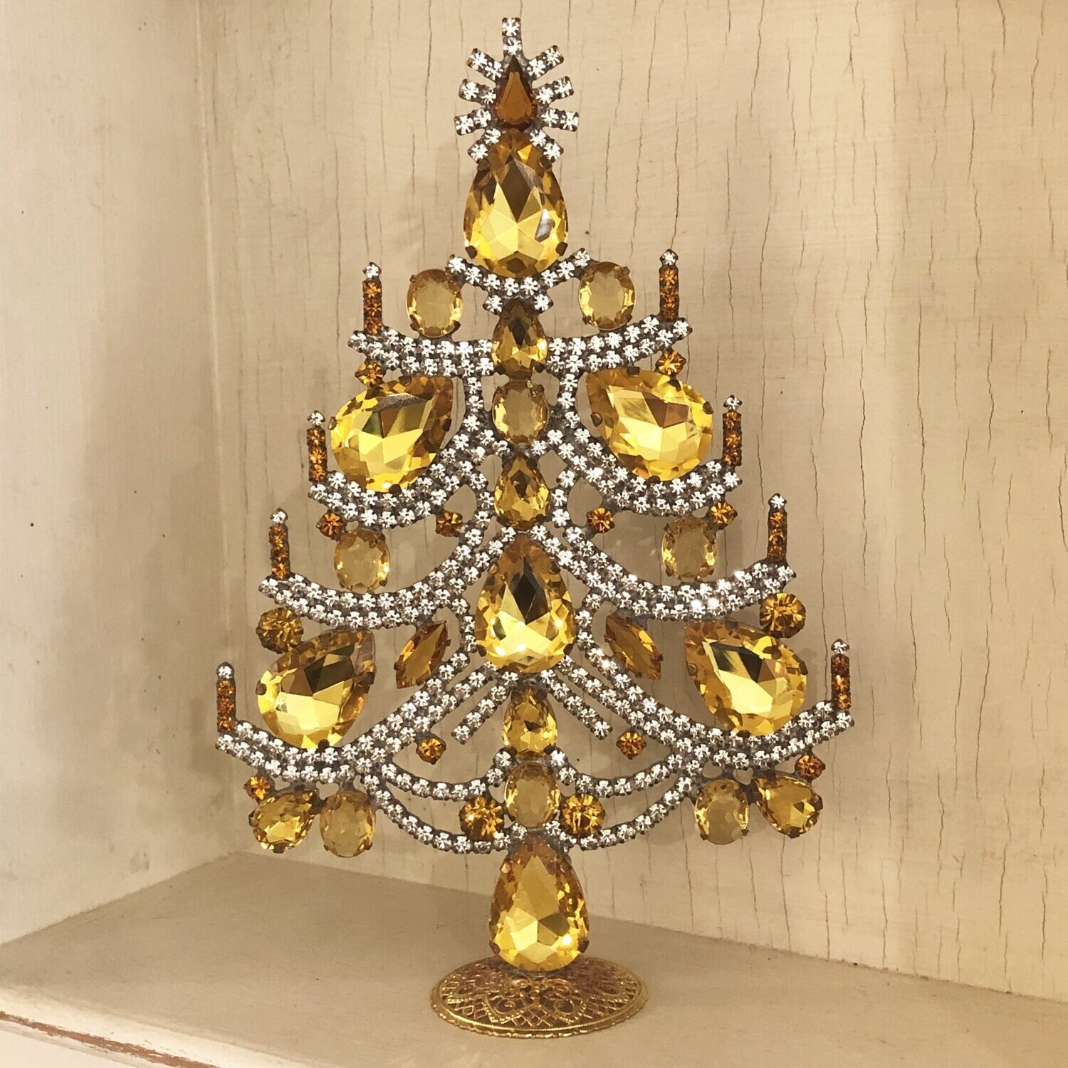 Handmade Glass Christmas Tree Citrine
