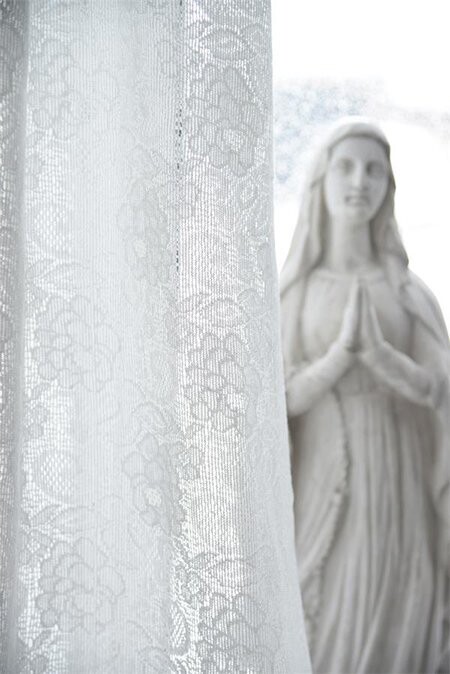 Long Cotton Lace Curtain White