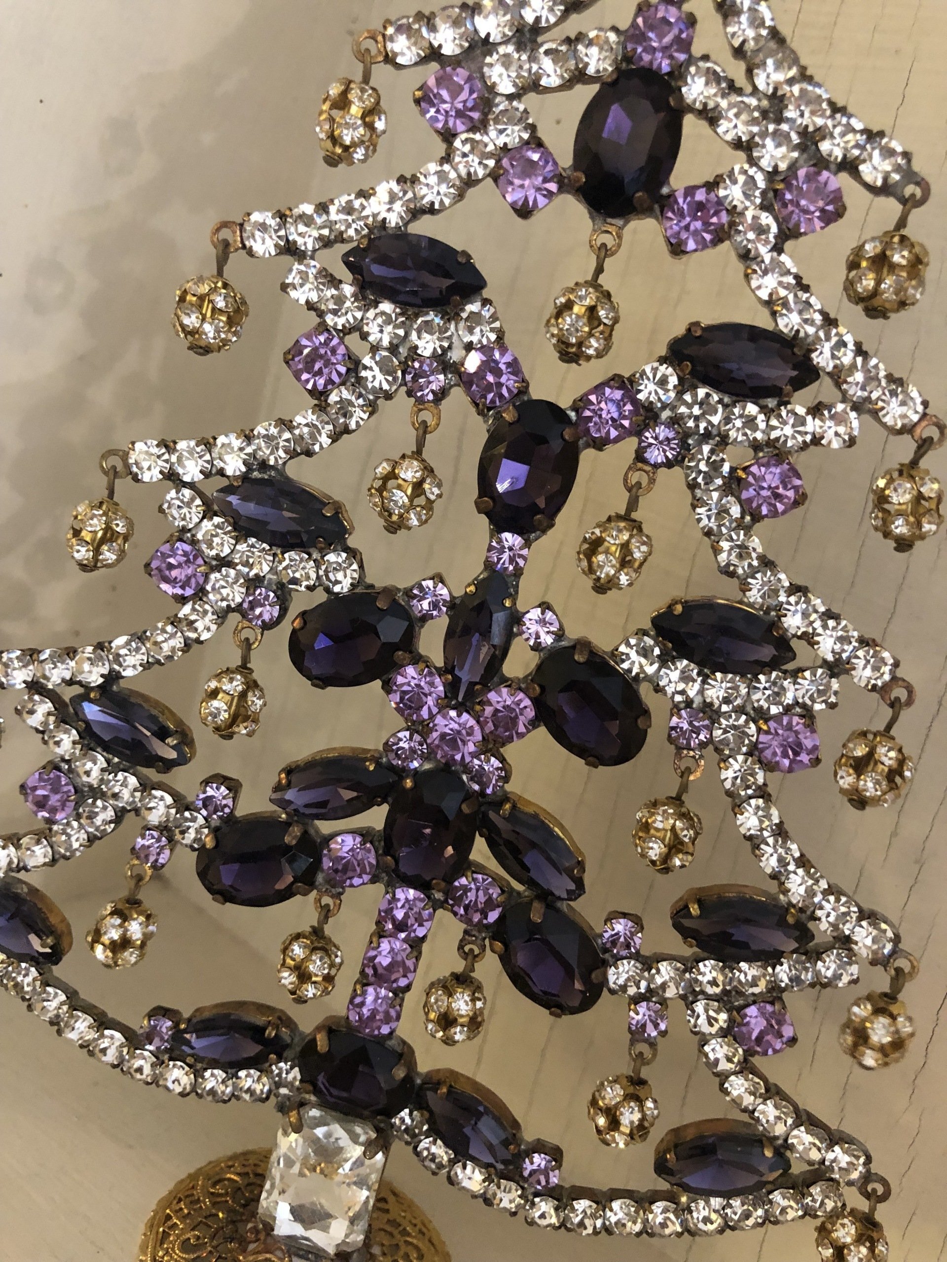 Handmade Glass Christmas Tree Amethyst with Baubles