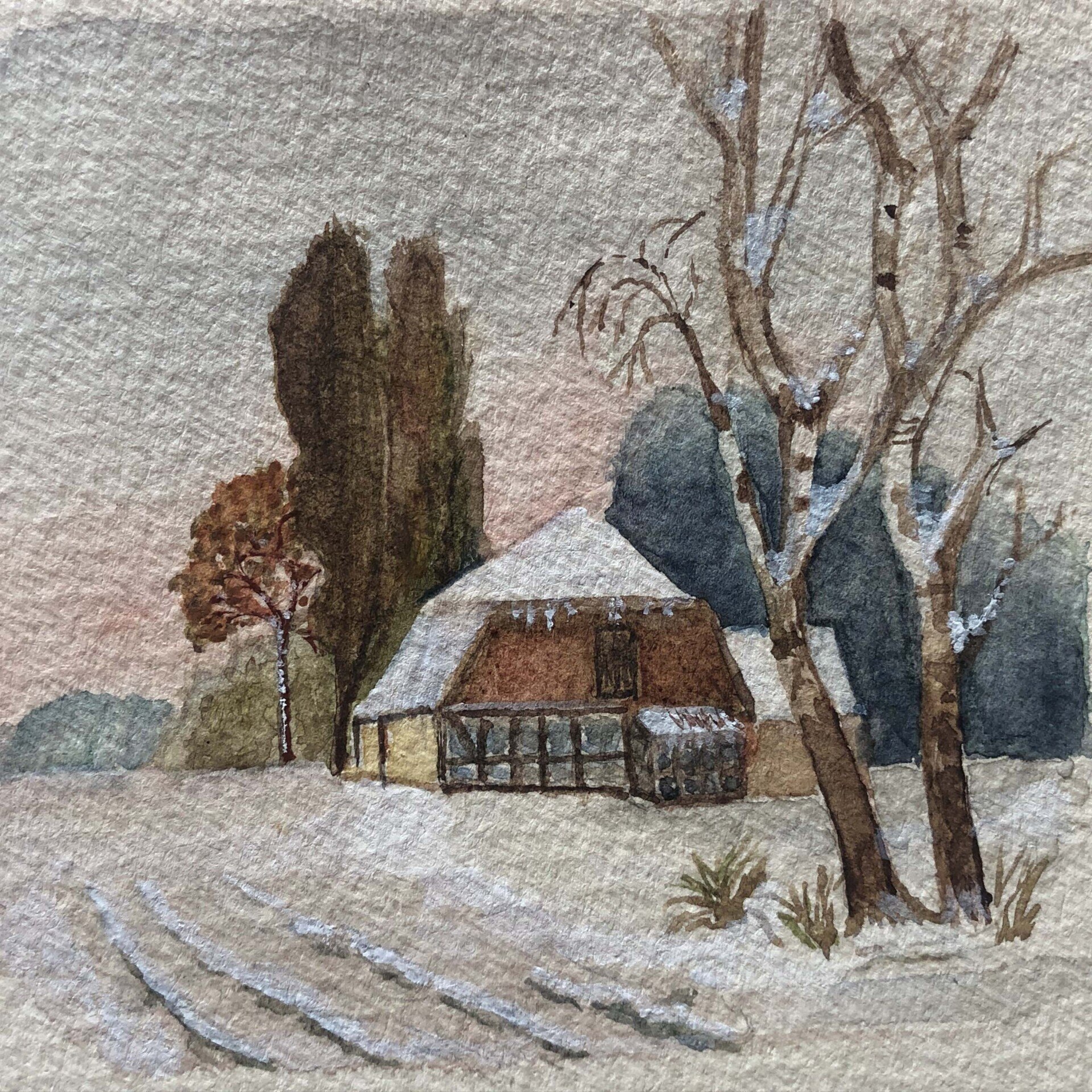 Greeting Card Christmas Winter Barn