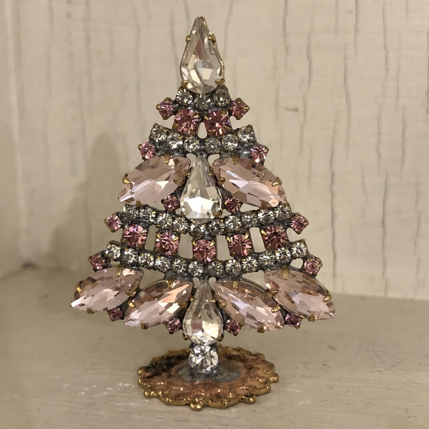 Handmade Tiny Glass Christmas Tree Pale Pink