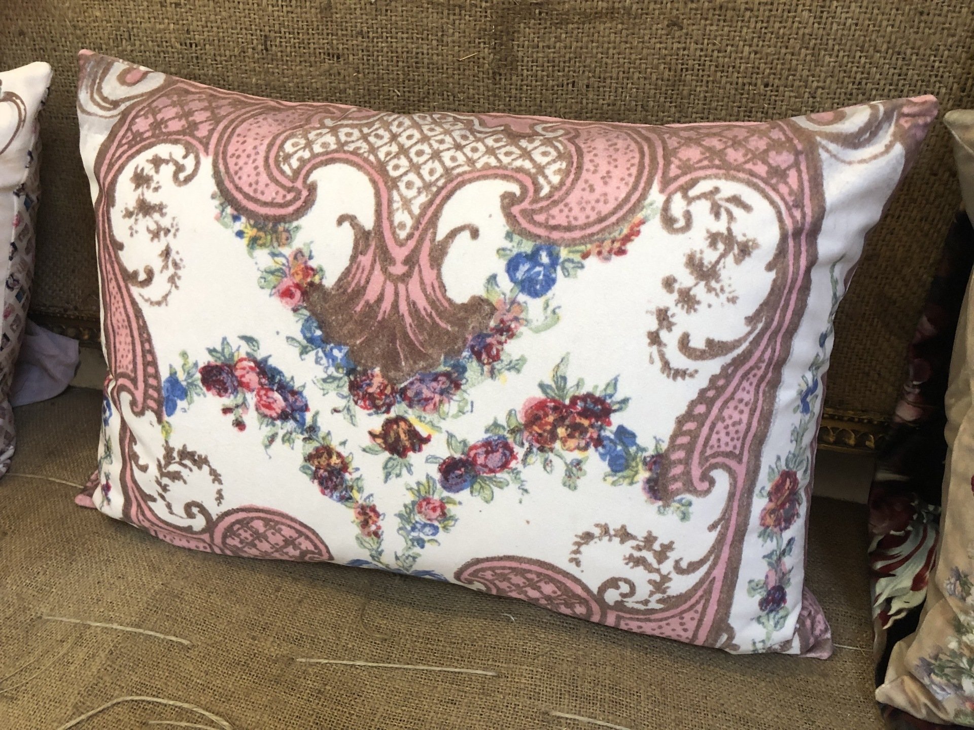 Velvet Cushion Pink Sevres Large Rectangle