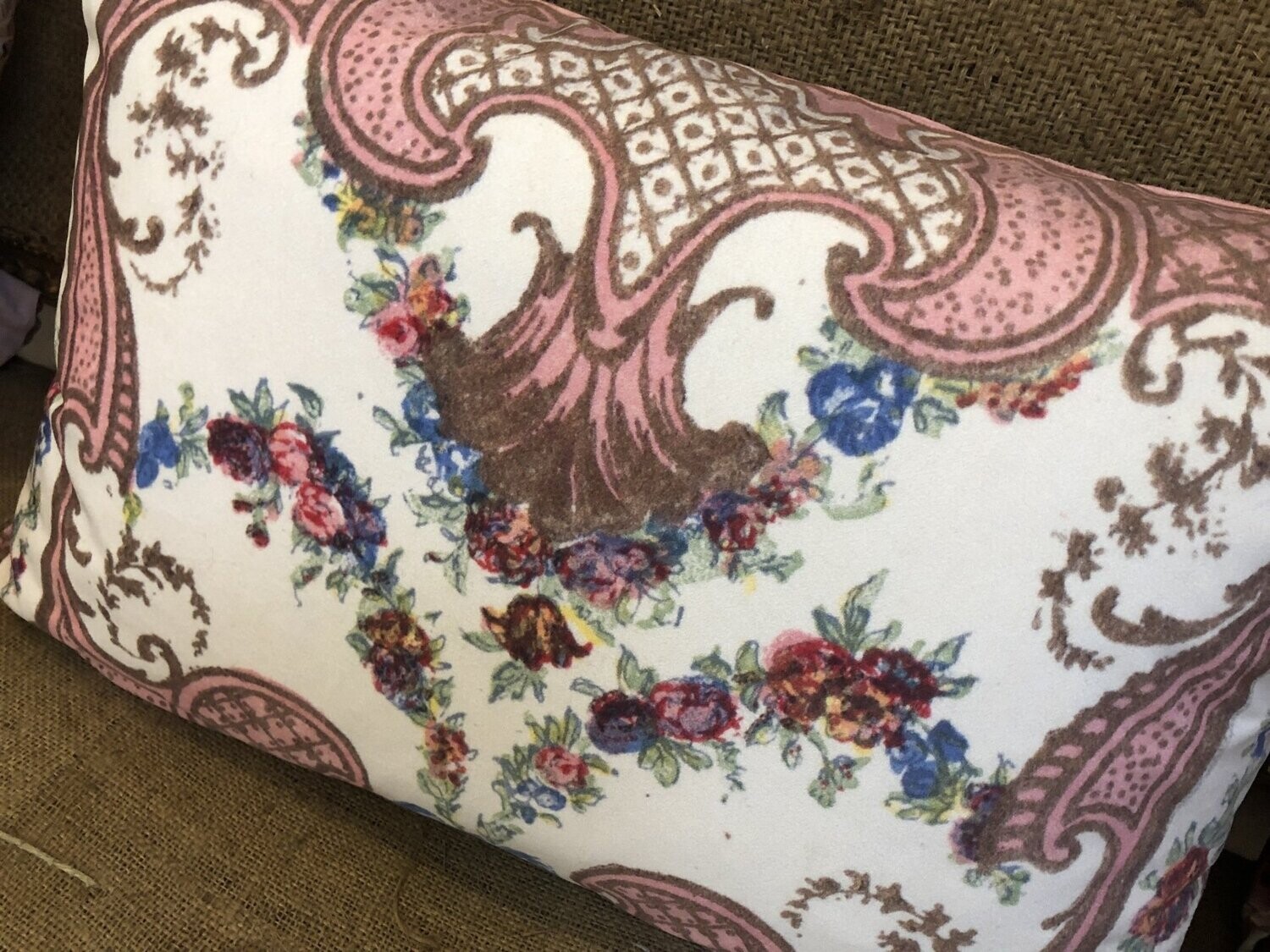 Velvet Cushion Pink Sevres Large Rectangle