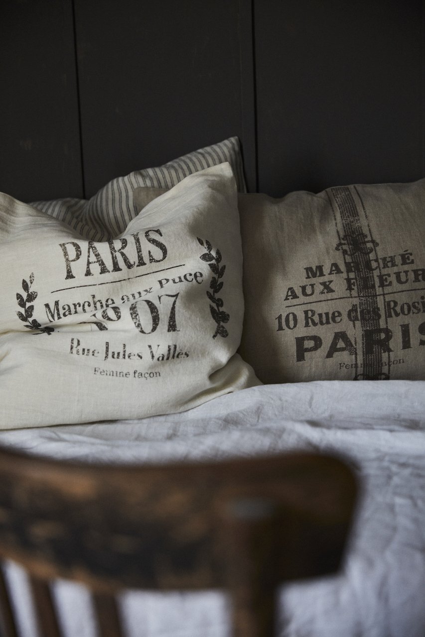 Femme Facon Linen Printed 'No.7' Cushion Cover Rectangle