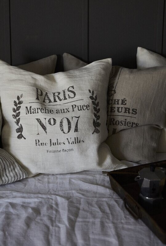 Femme Facon Linen Printed 'No.7' Cushion Cover Rectangle