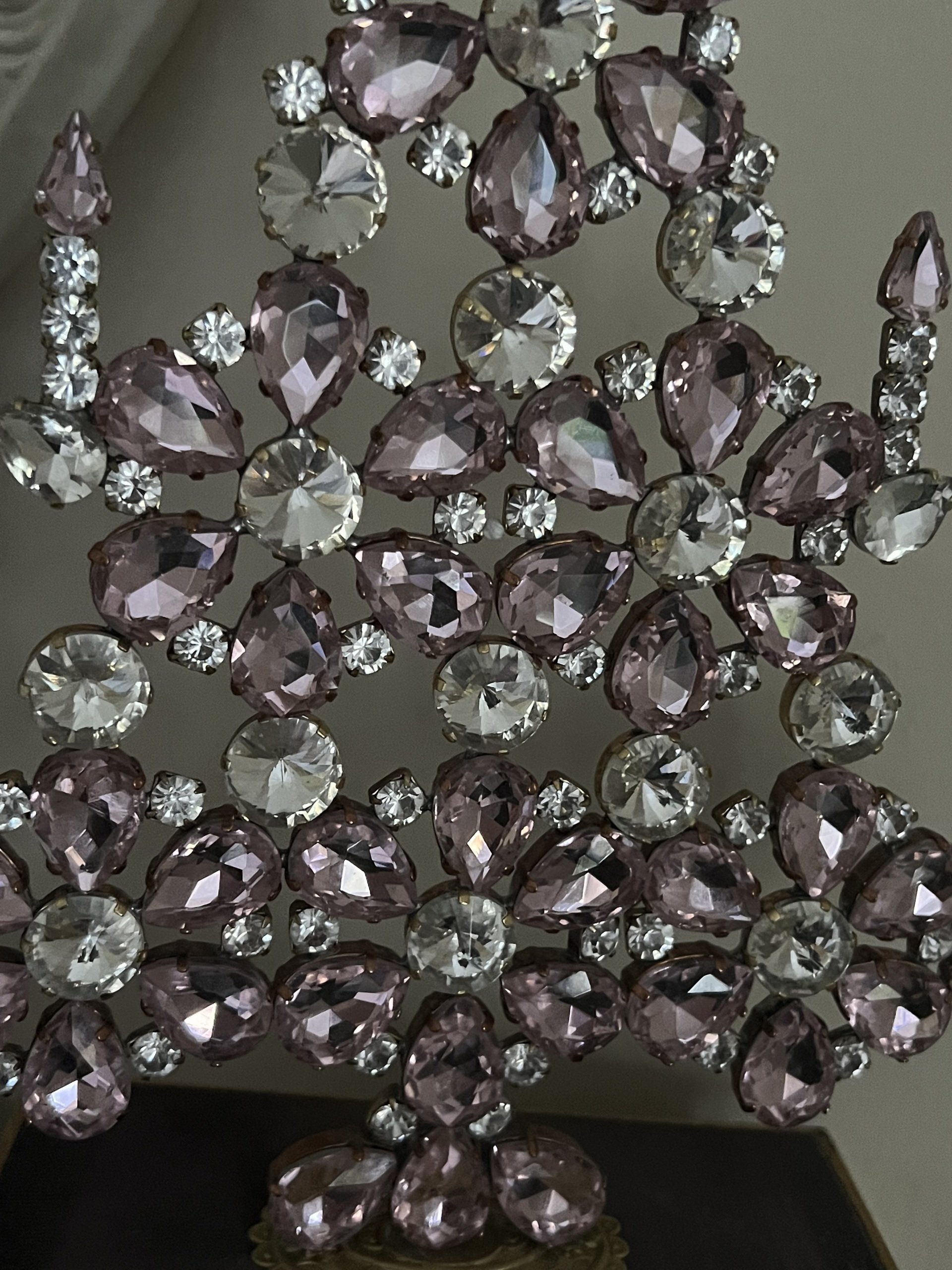 Handmade Glass Christmas Tree Large Pale Pink & Clear