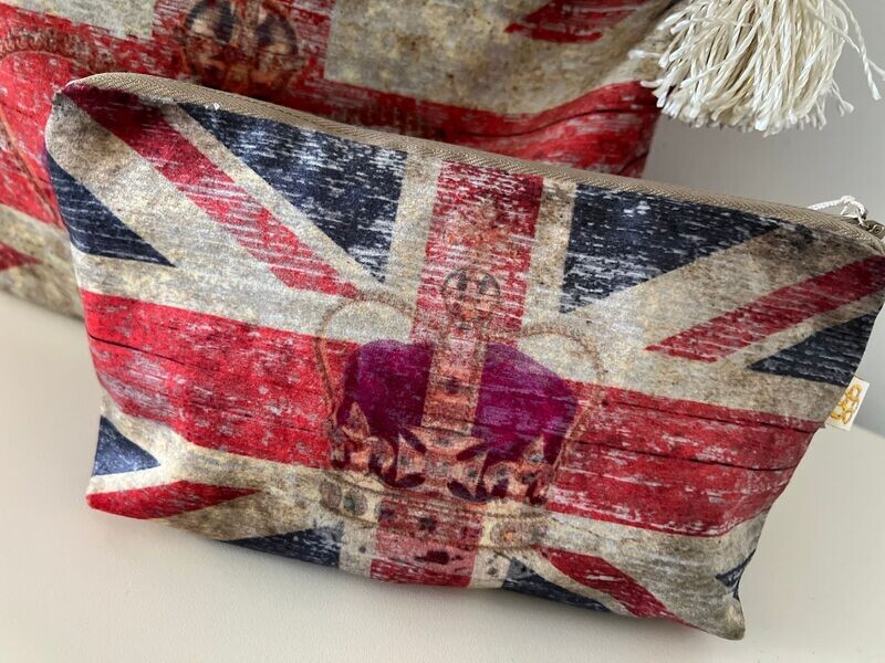 Velvet Cosmetics Bag Crown & Flag