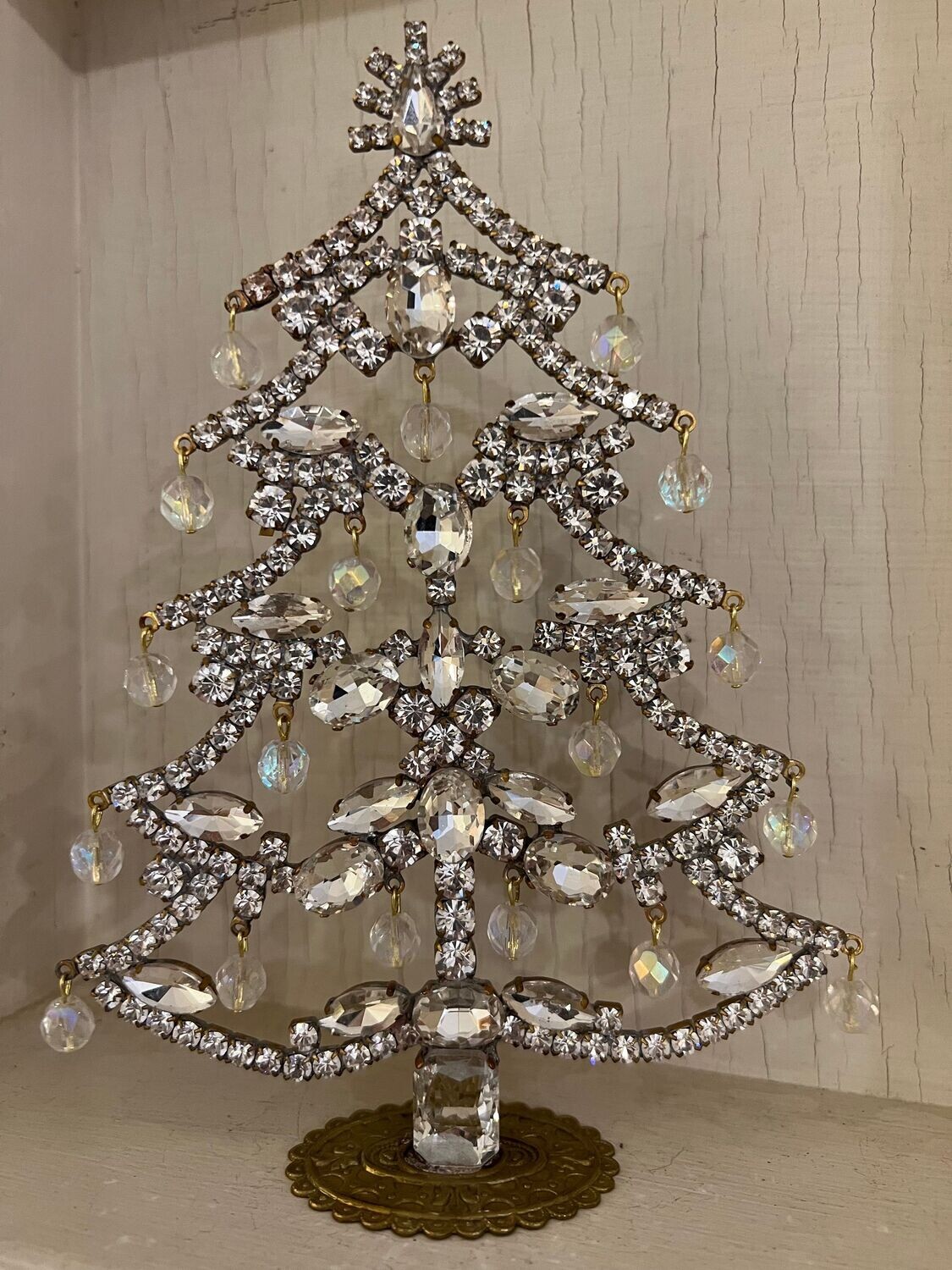 Handmade Glass Christmas Tree Clear with Baubles