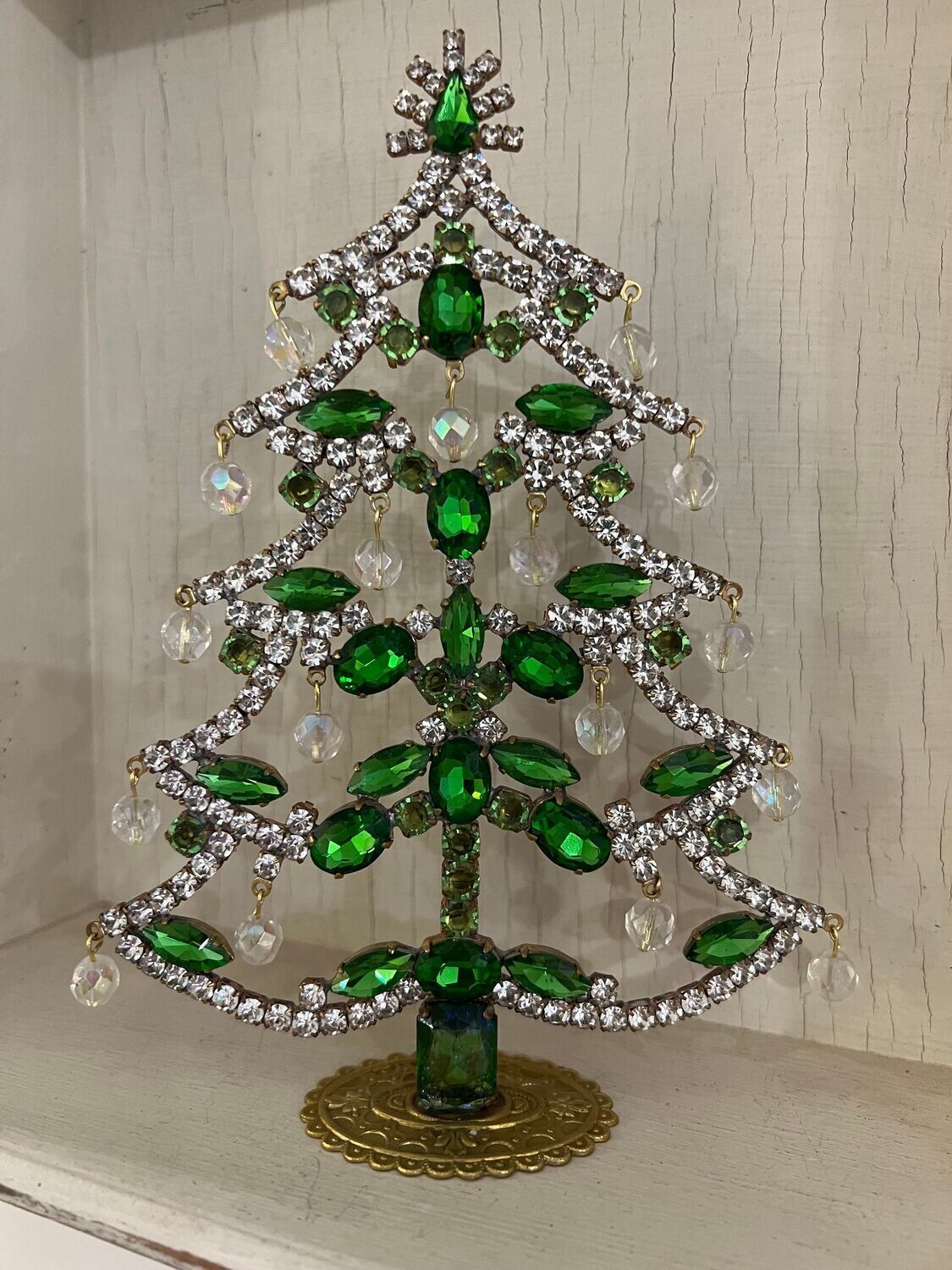 Handmade Glass Christmas Tree Green with Baubles