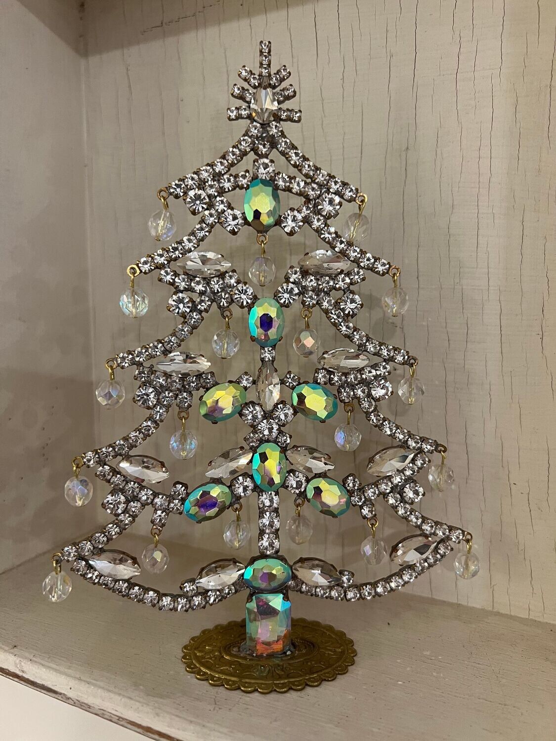 Handmade Glass Christmas Tree Aurora Borealis with Baubles
